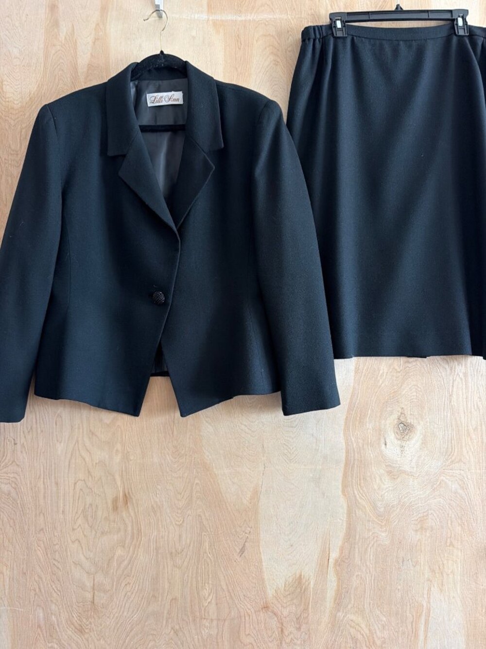 Vintage Lilli Ann Black Skirt Suit ILGWU Union Made USA Womens XL? - No Size Tag - Picture 2 of 14